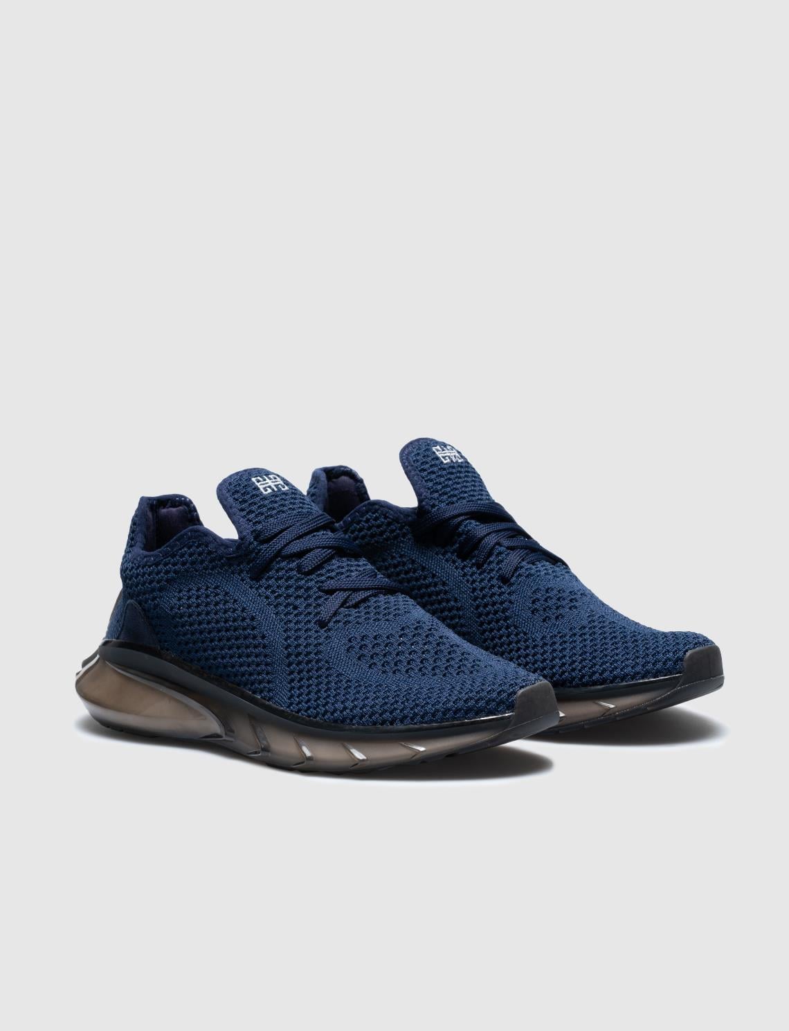 Navy Blue Knitted Lace-up Men's Athletic Shoes