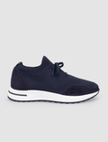 Navy Blue Knitted Lace-up Men's Athletic Shoes