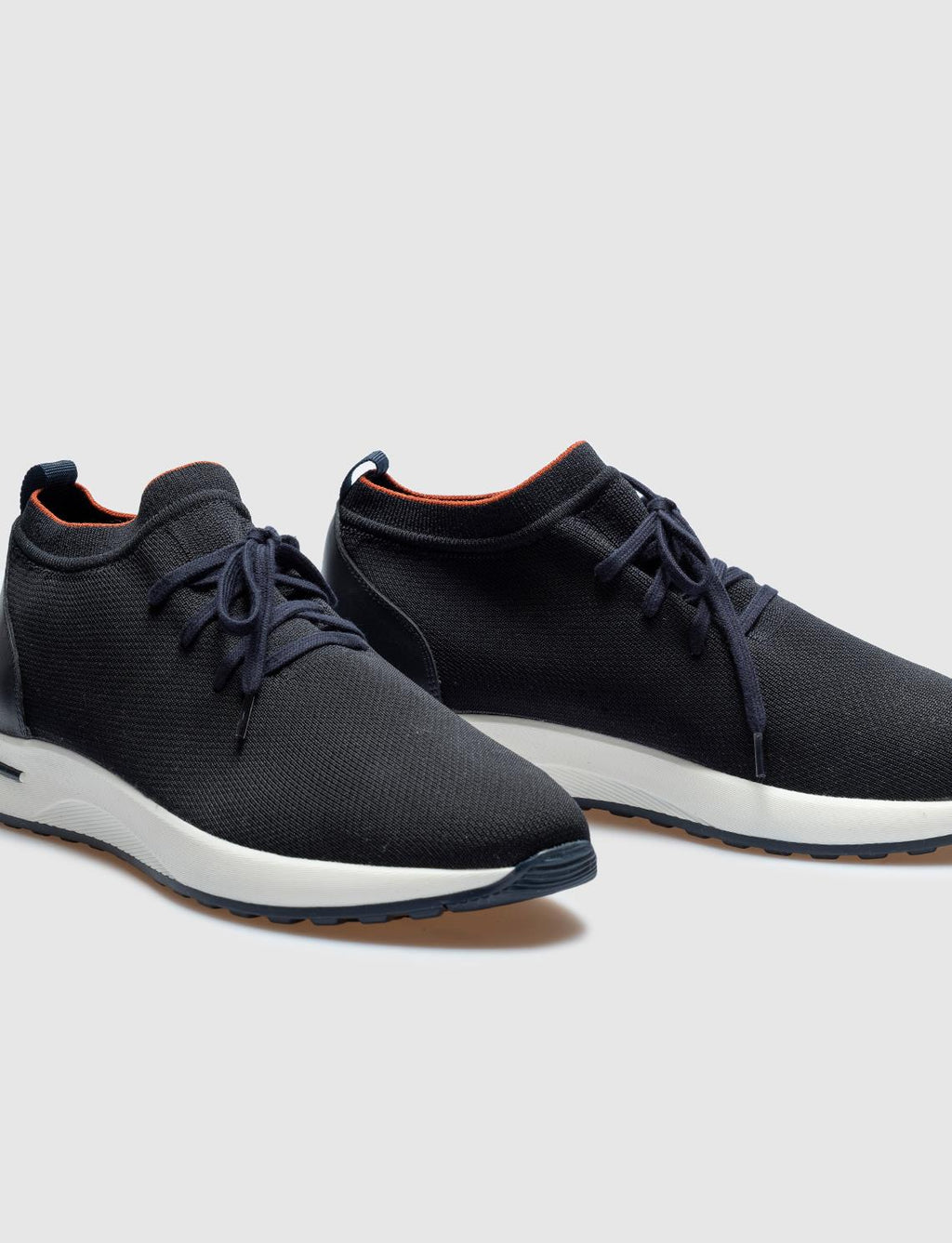 Navy Blue Knitted Lace-up Men's Athletic Shoes