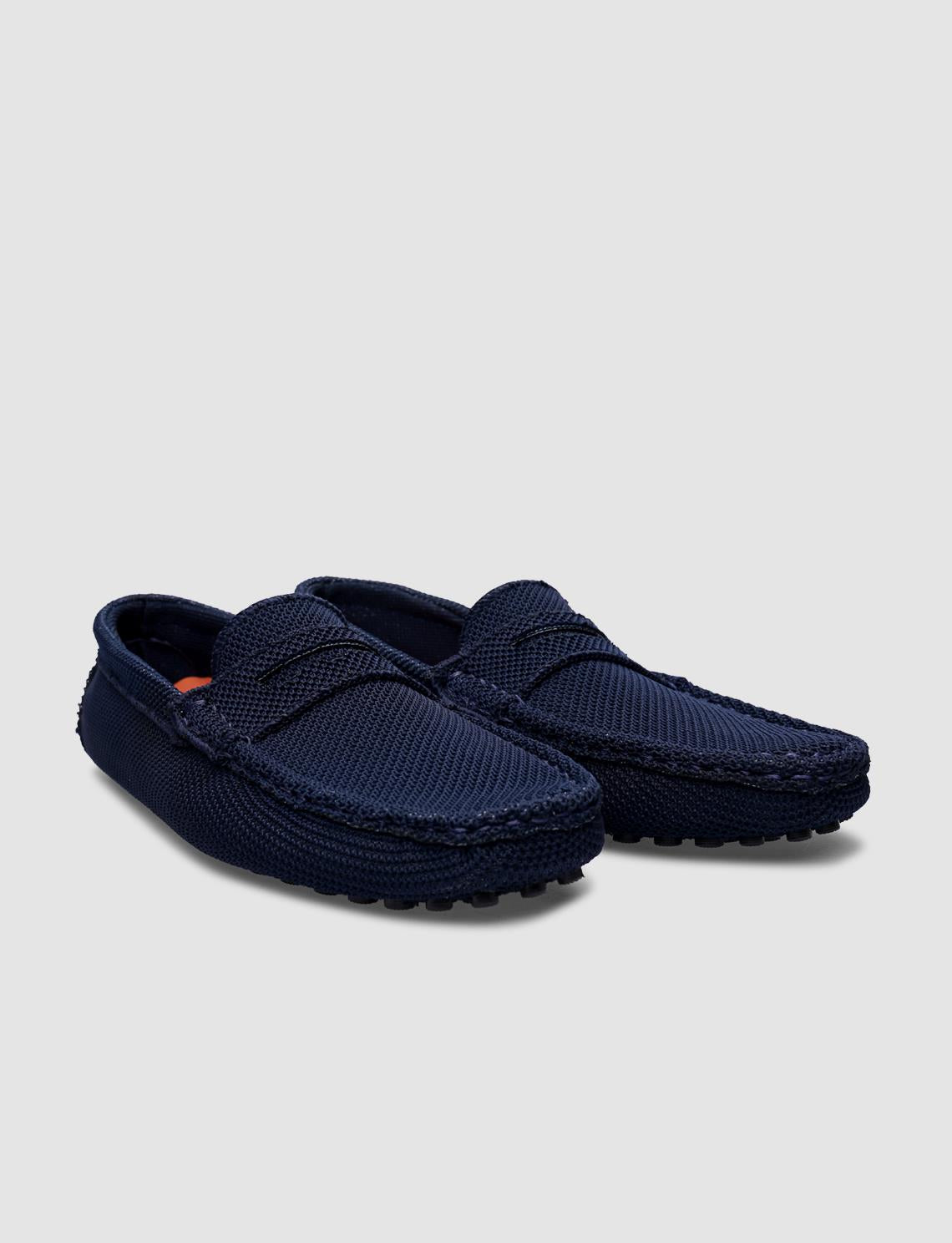 Knitted Navy Blue Men's Loafers