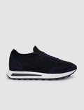 Navy Blue Knitted Lace-up Men's Sneakers