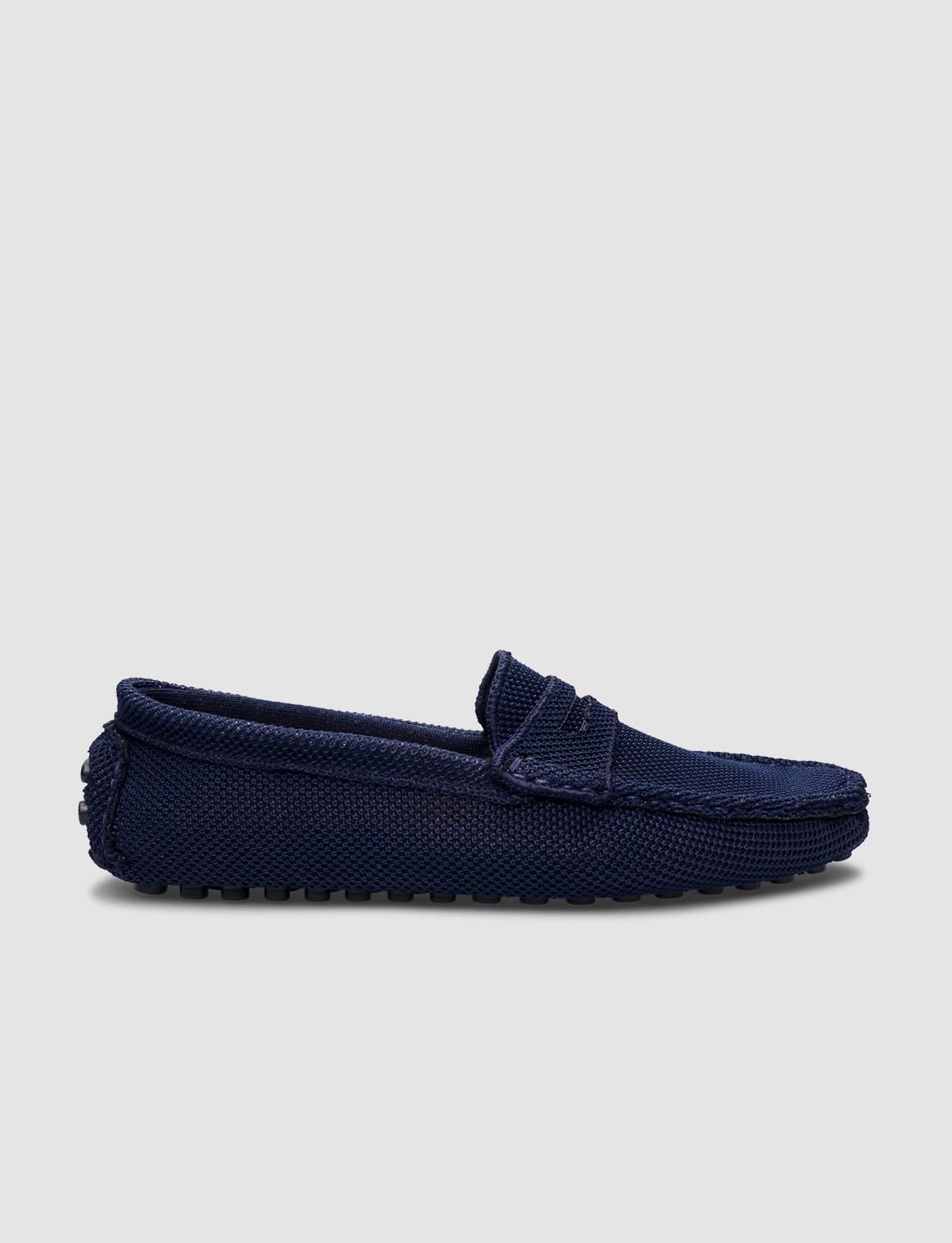 Knitted Navy Blue Men's Loafers