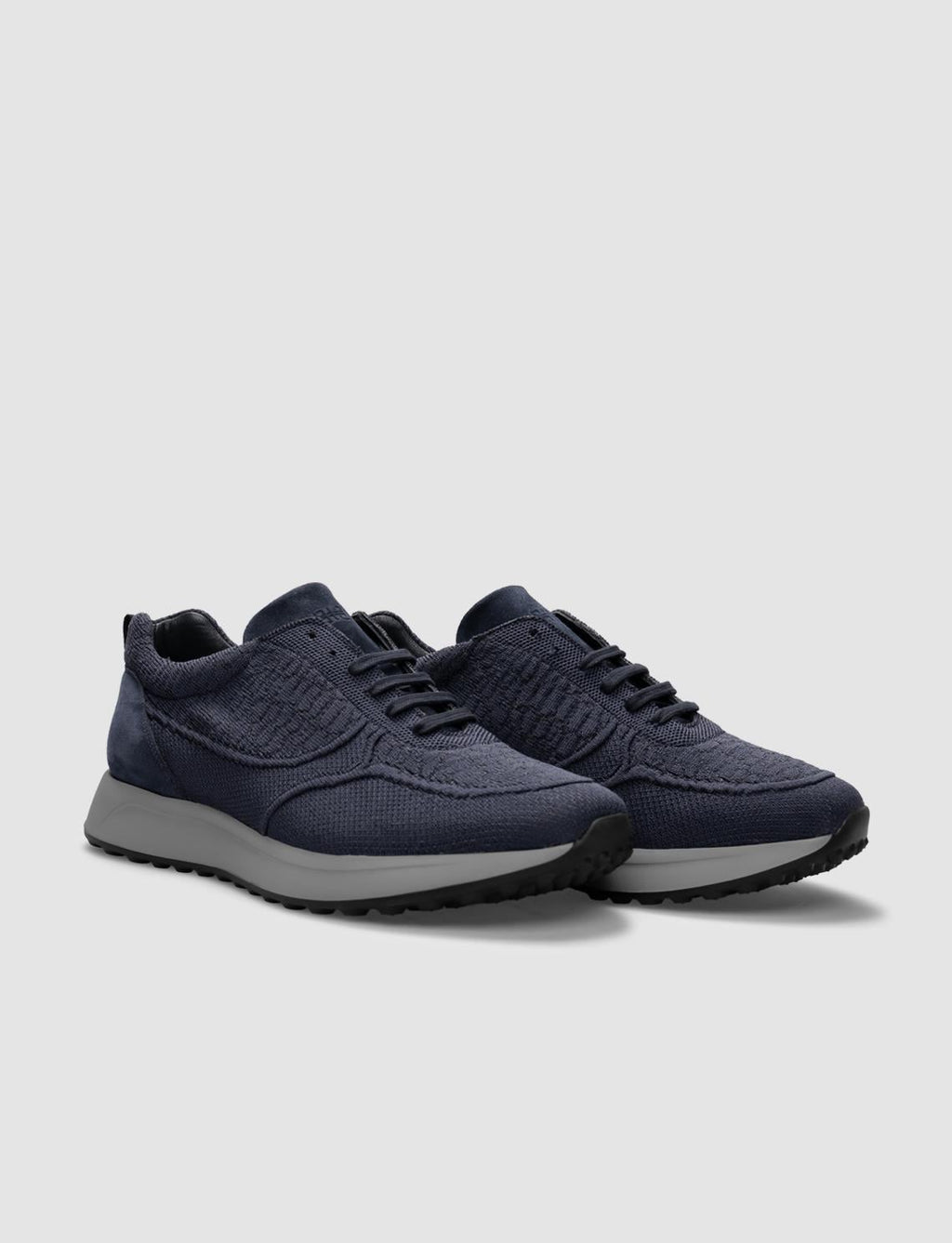 Navy Blue Knitted Lace-up Men's Athletic Shoes