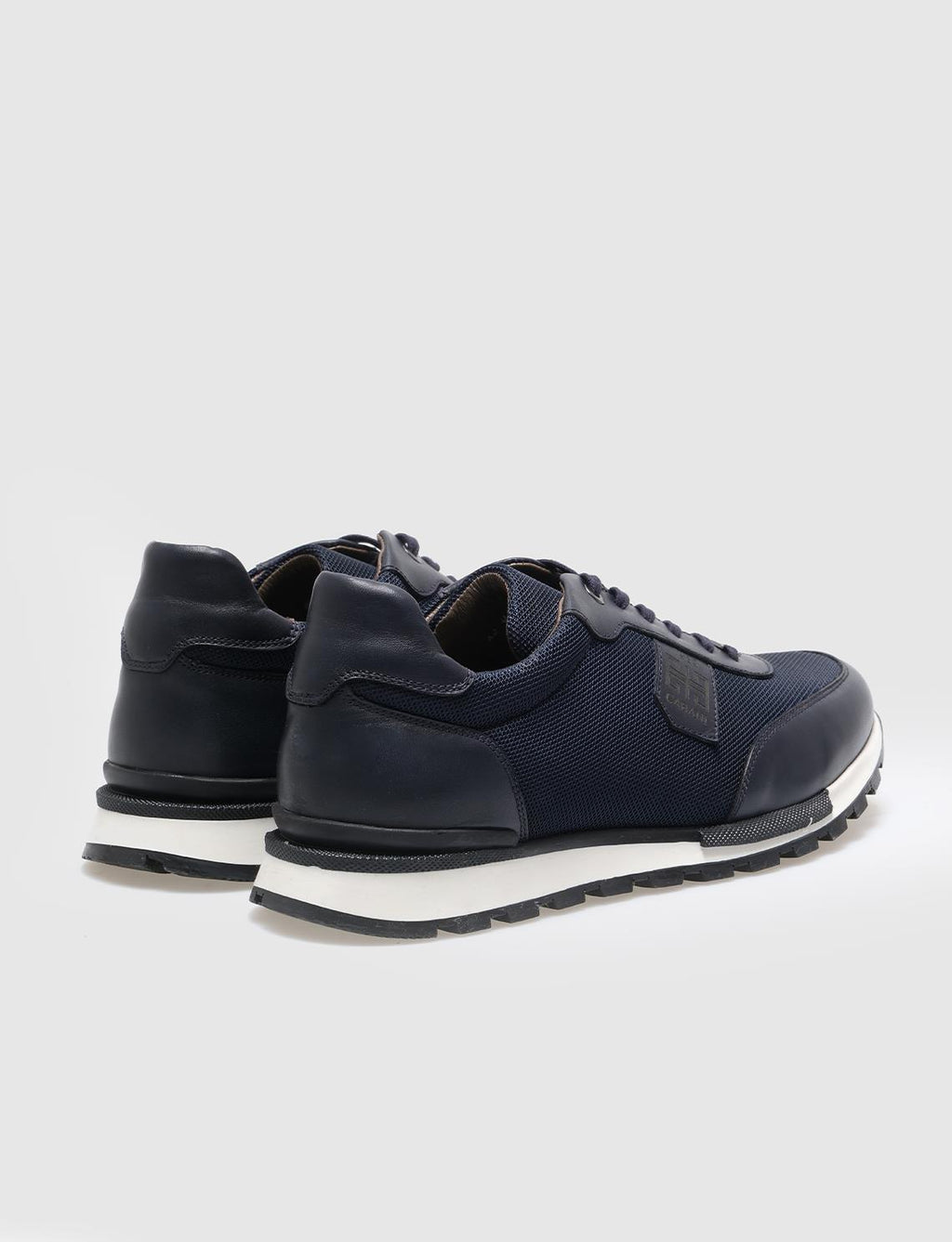 Genuine Leather Navy Blue Lace-up Men's Athletic Shoes