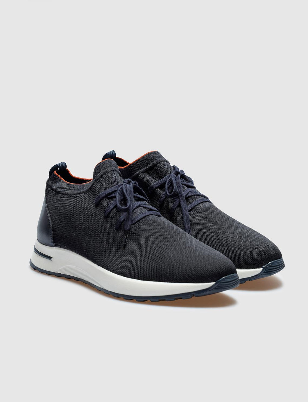 Navy Blue Knitted Lace-up Men's Athletic Shoes