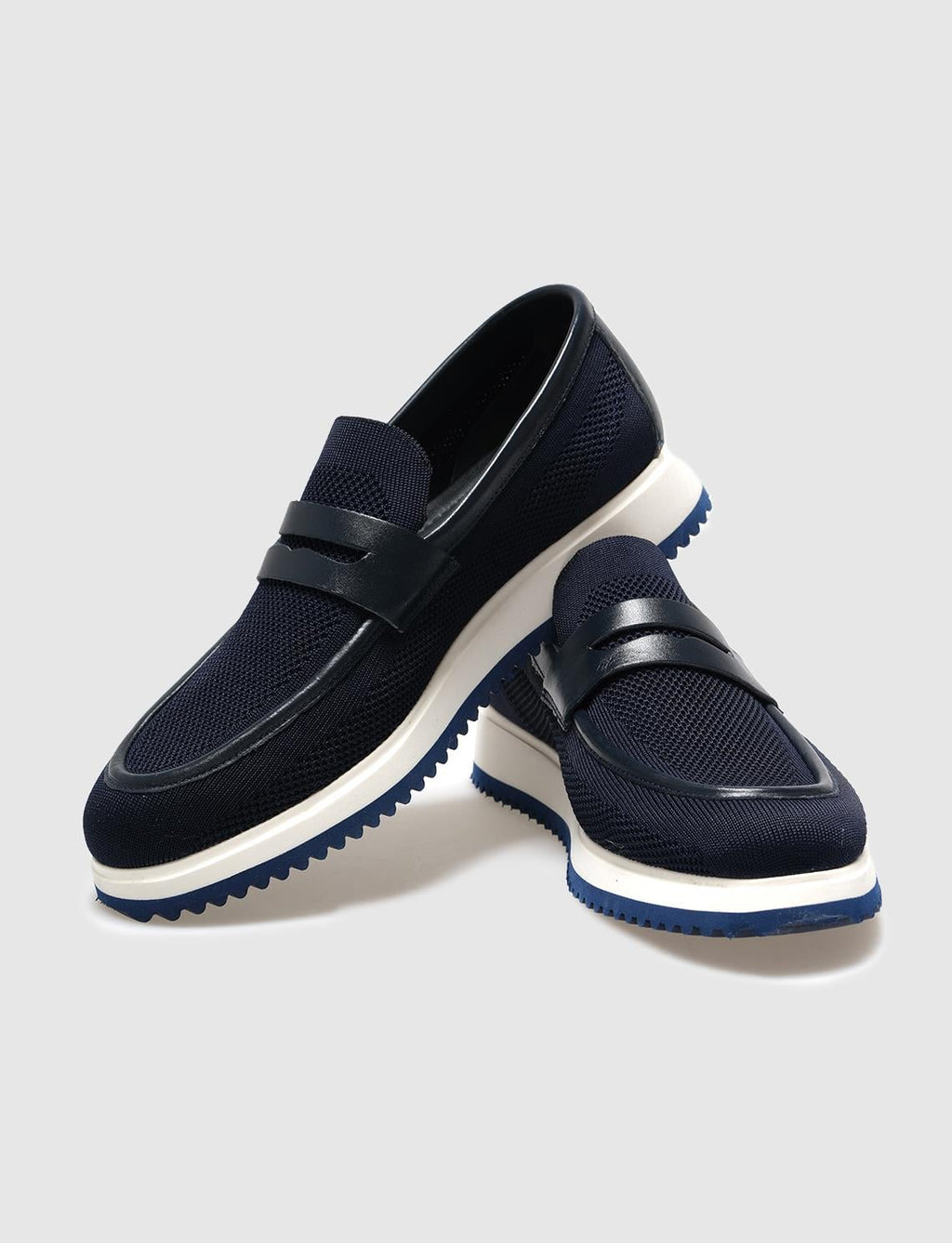 Knitted Navy Blue Men's Casual Shoes
