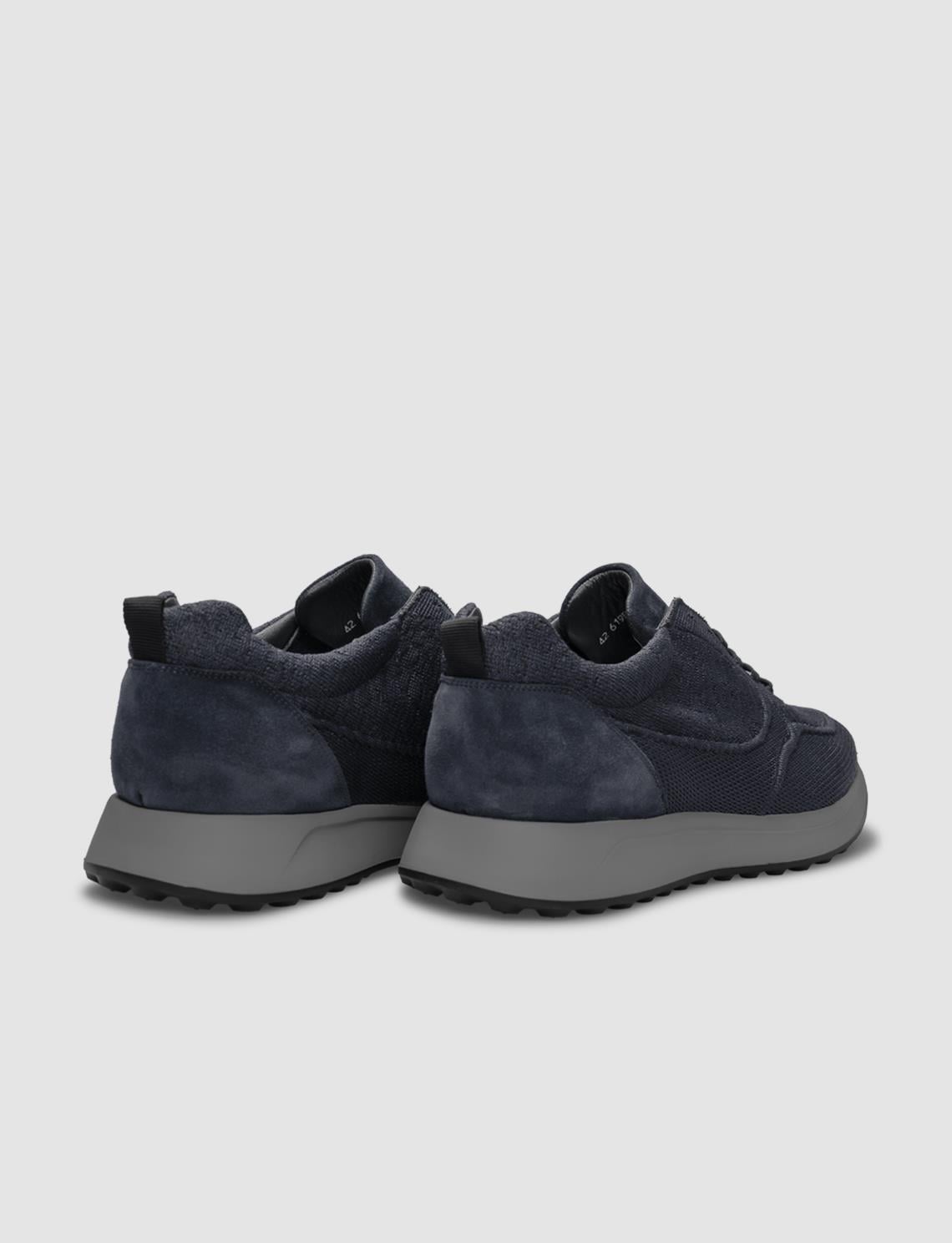 Navy Blue Knitted Lace-up Men's Athletic Shoes