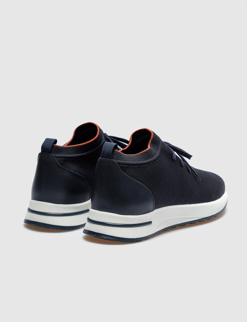 Navy Blue Knitted Lace-up Men's Athletic Shoes