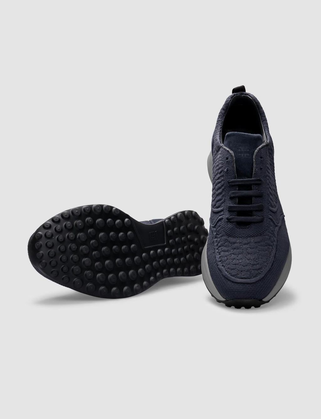 Navy Blue Knitted Lace-up Men's Athletic Shoes