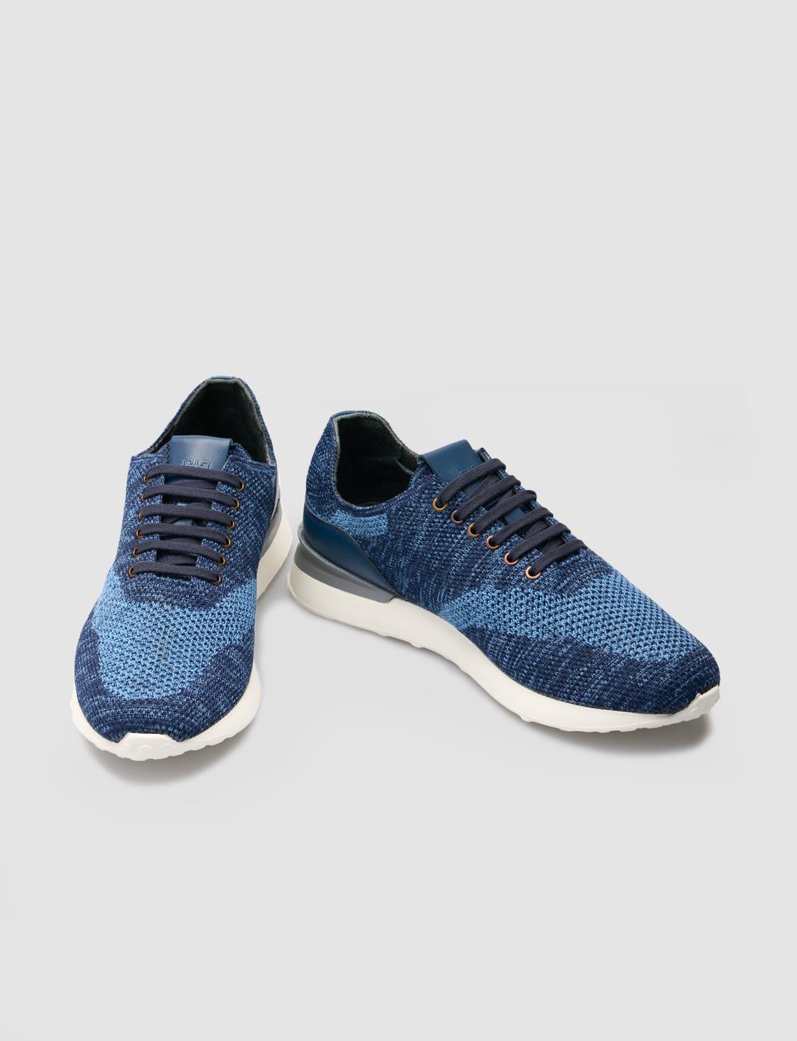 Knitted Blue Lace-up Men's Athletic Shoes