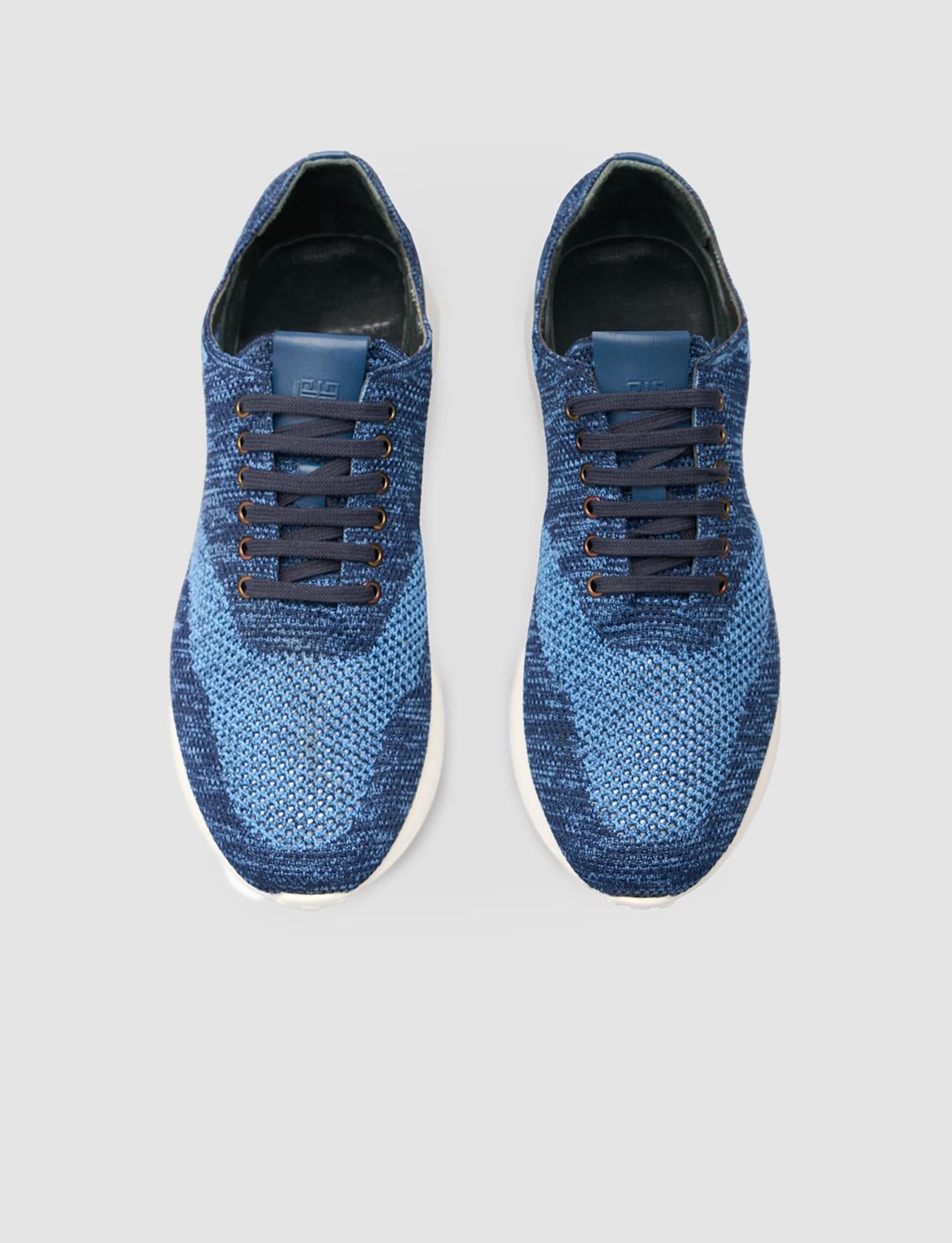 Knitted Blue Lace-up Men's Athletic Shoes