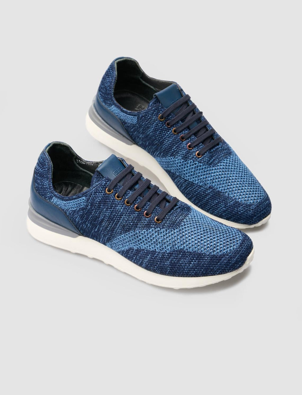 Knitted Blue Lace-up Men's Athletic Shoes
