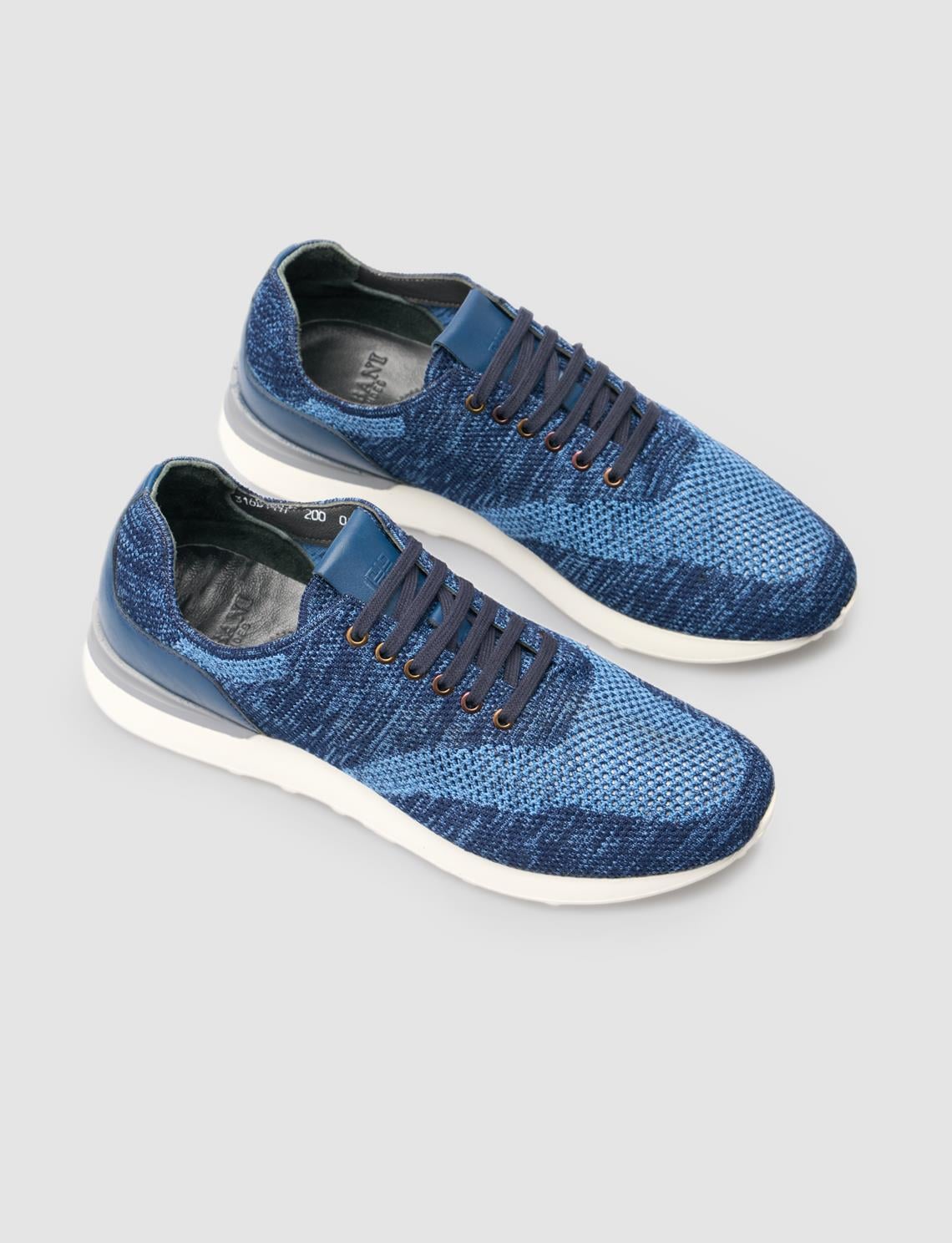 Knitted Blue Lace-up Men's Athletic Shoes