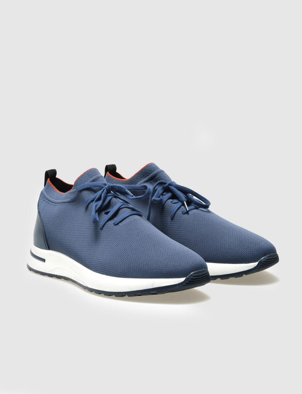 Knitted Blue Lace-up Men's Athletic Shoes