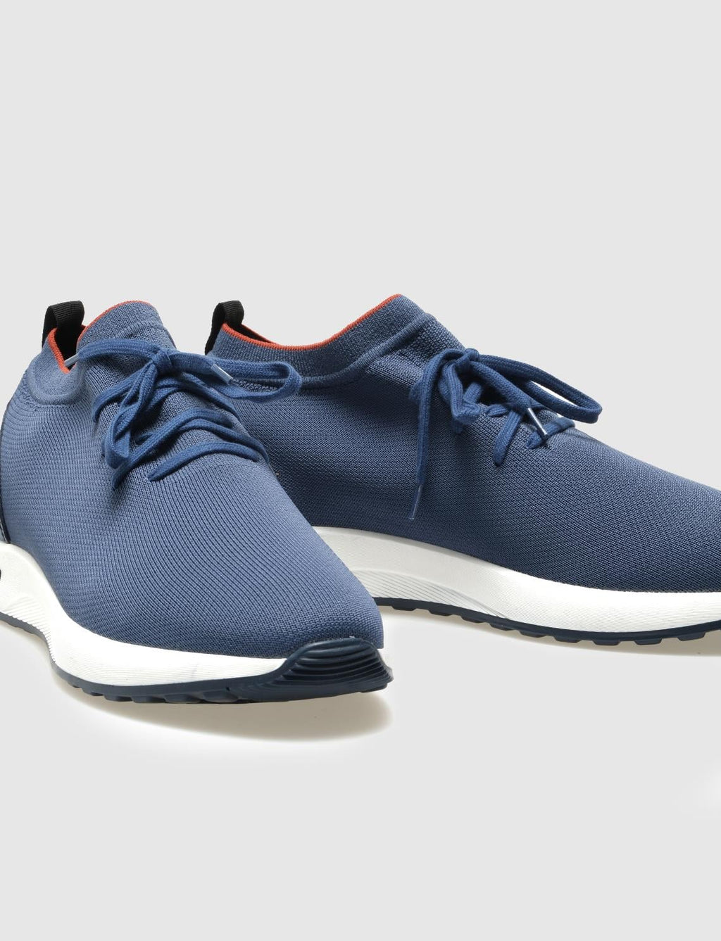 Knitted Blue Lace-up Men's Athletic Shoes