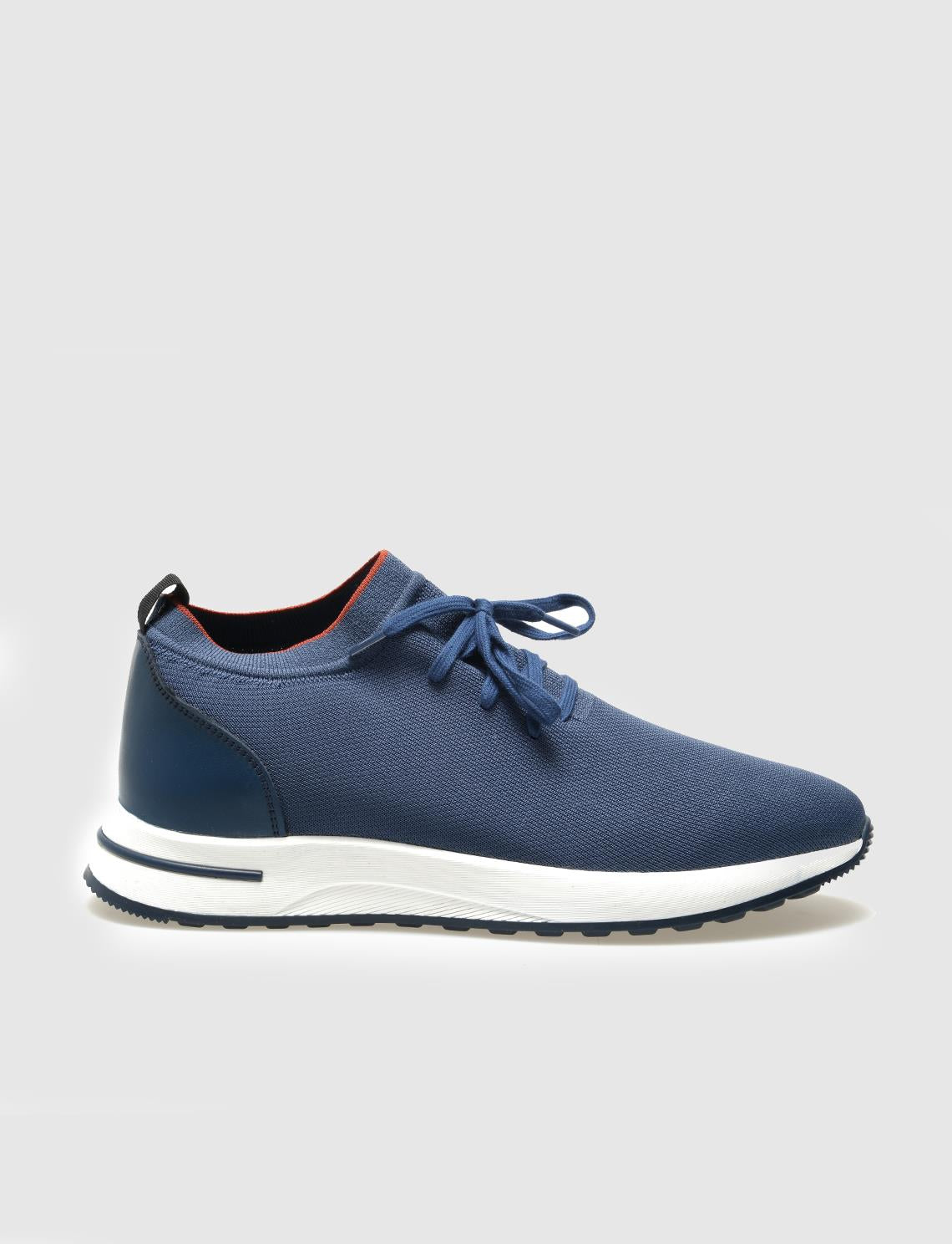 Knitted Blue Lace-up Men's Athletic Shoes