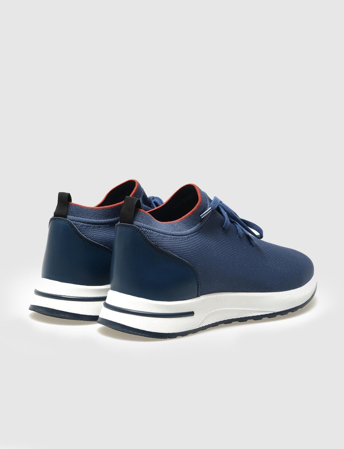 Knitted Blue Lace-up Men's Athletic Shoes