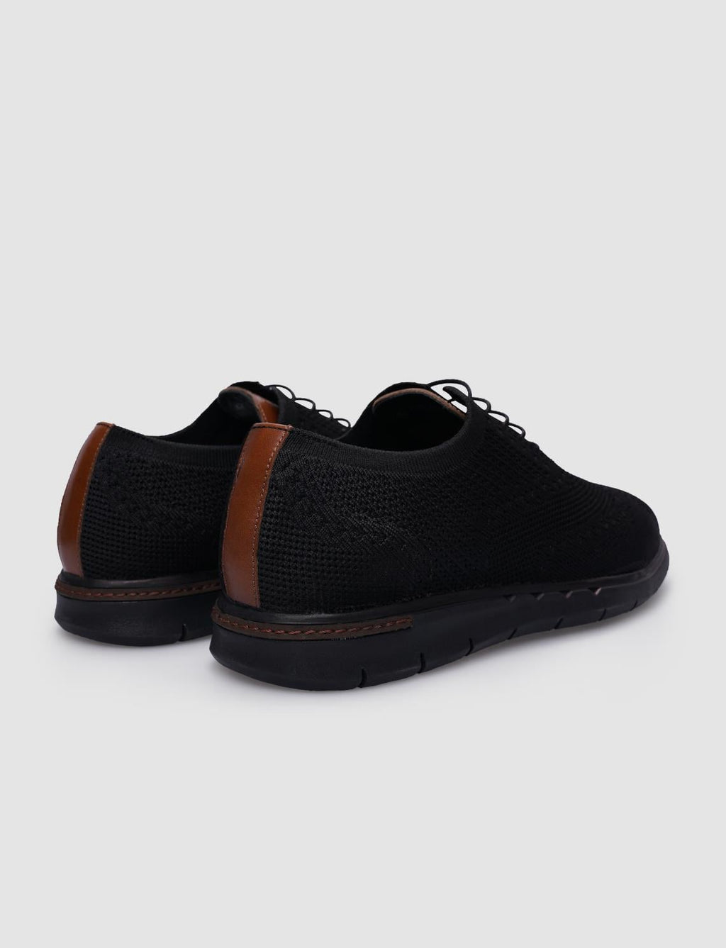 Knitted Black Lace-up Men's Casual Shoes