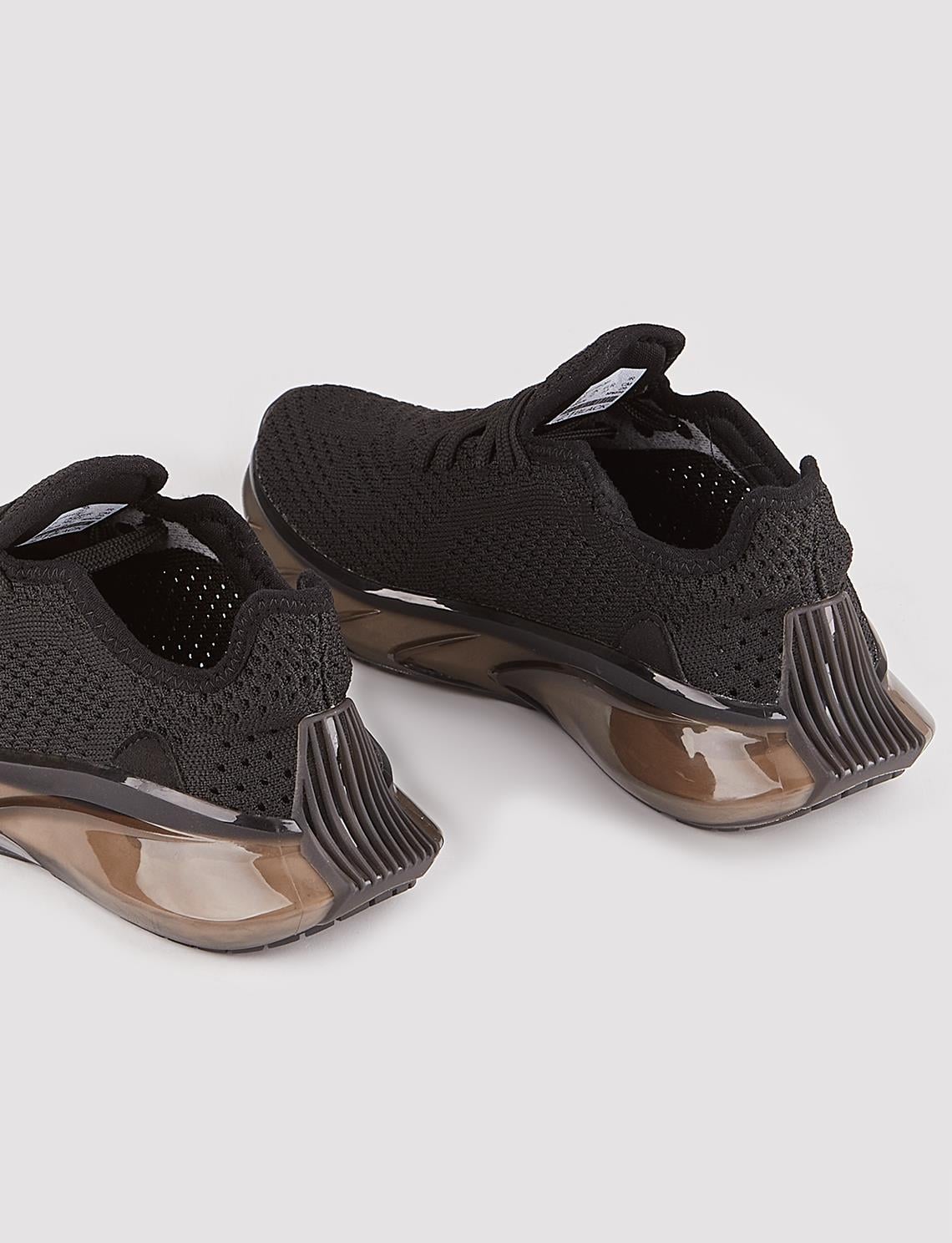 Women's Black Knitted Lace-up Athletic Shoes