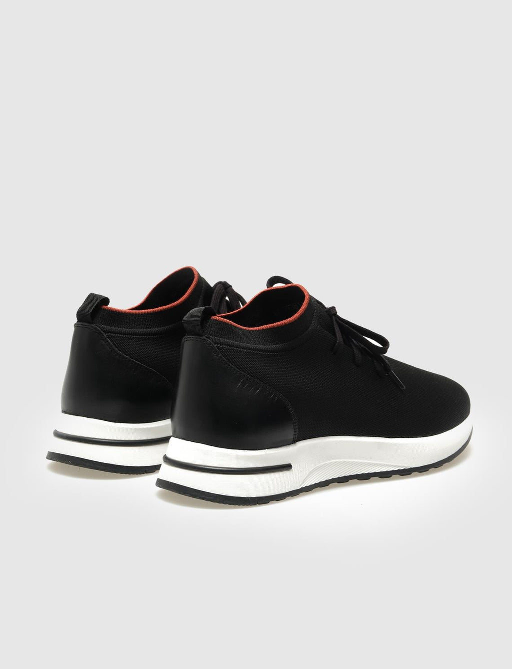 Knitted Black Lace-up Men's Athletic Shoes