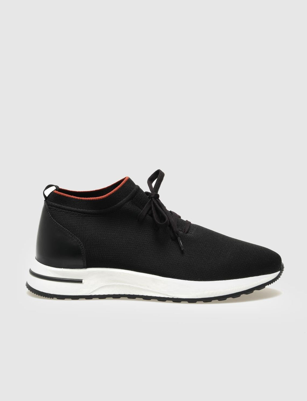 Knitted Black Lace-up Men's Athletic Shoes