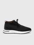 Knitted Black Lace-up Men's Athletic Shoes