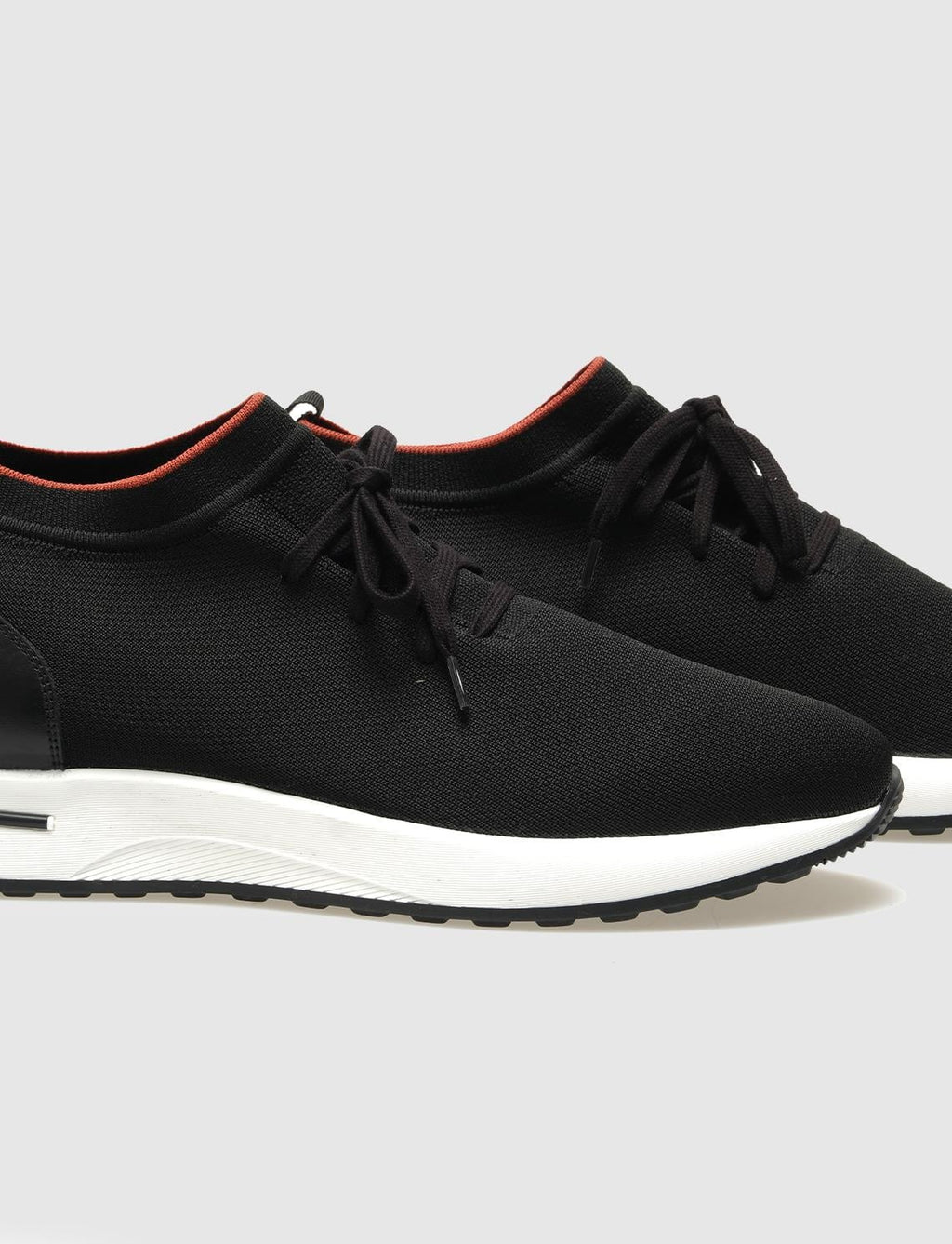 Knitted Black Lace-up Men's Athletic Shoes