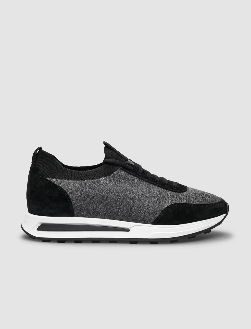Knitted Black Lace-up Men's Athletic Shoes