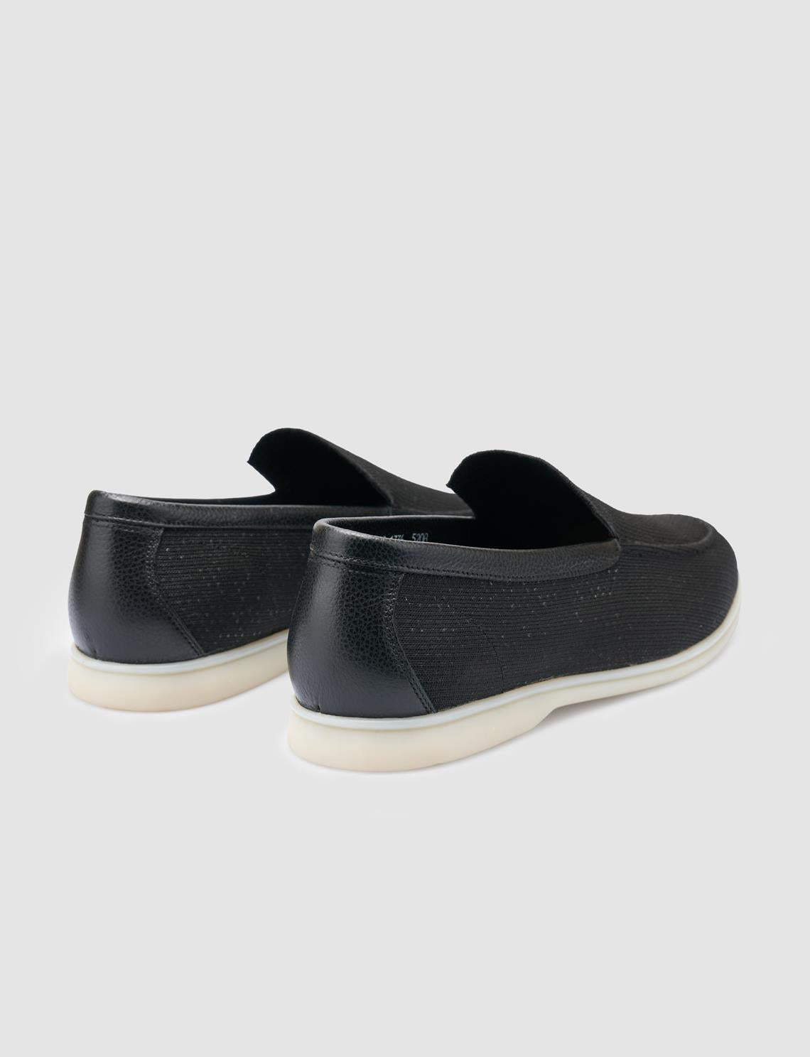 Knitted Black Men's Loafers