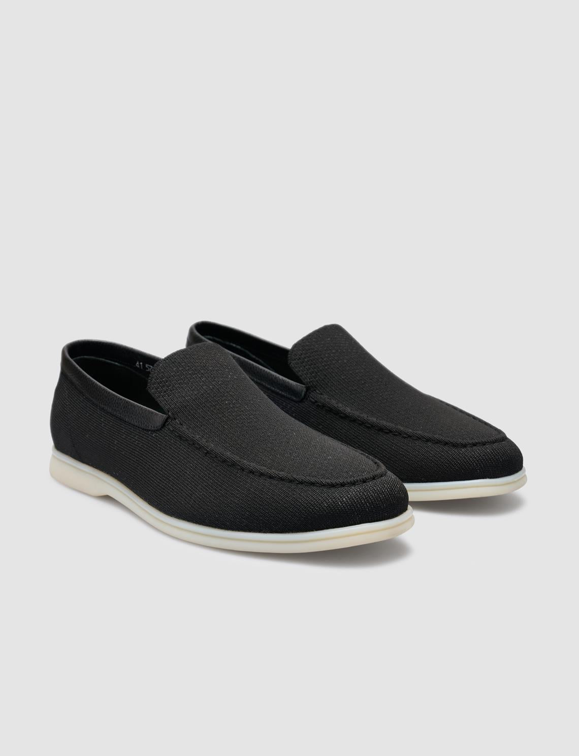 Knitted Black Men's Loafers