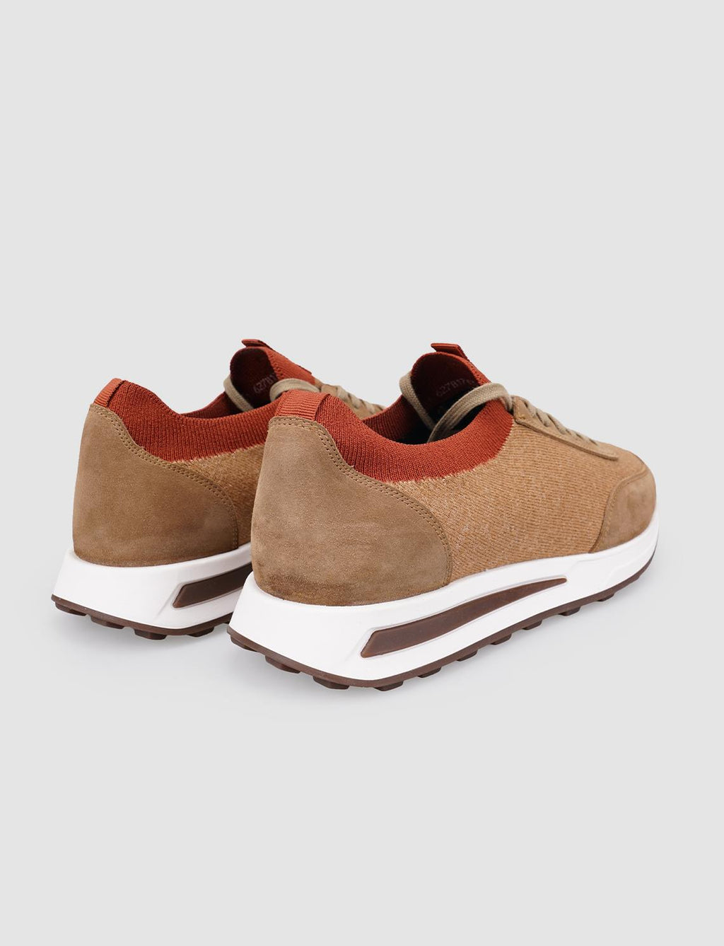 Men's Knitted Tan Lace-up Athletic Shoes