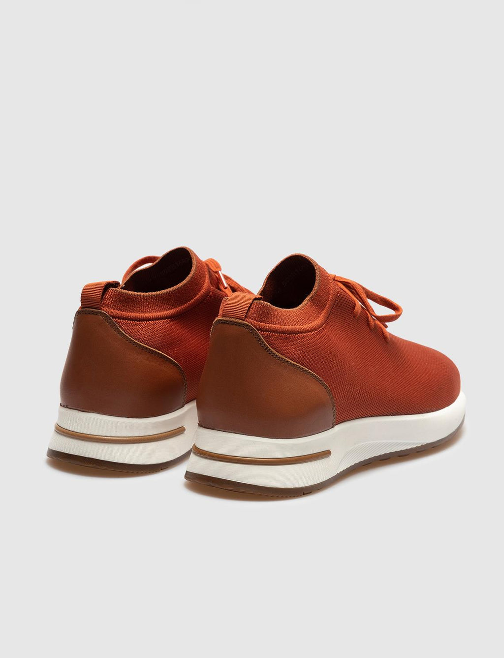 Knitted Terracotta Lace-Up Men's Athletic Shoes
