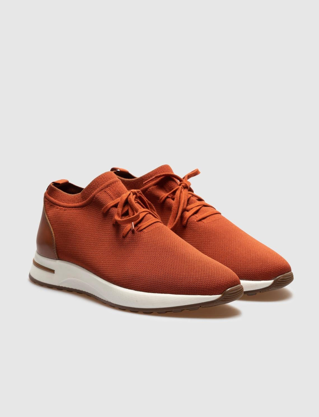 Knitted Terracotta Lace-Up Men's Athletic Shoes