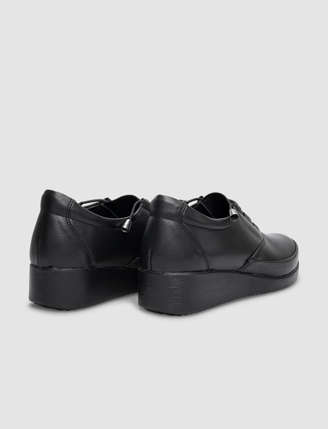 Black Women's Comfort Shoes with Elastic Laces