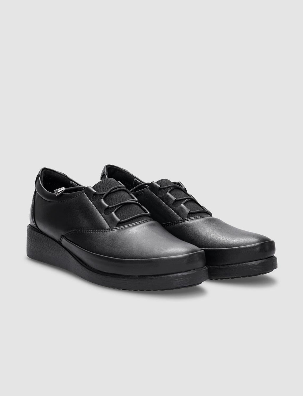 Black Women's Comfort Shoes with Elastic Laces