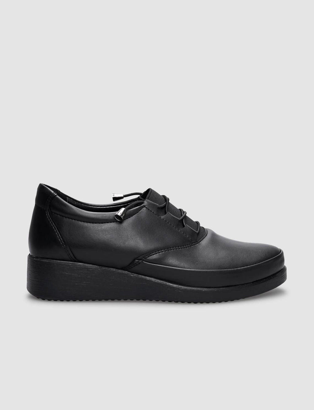 Black Women's Comfort Shoes with Elastic Laces