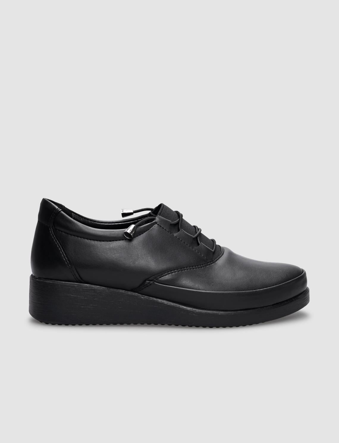 Black Women's Comfort Shoes with Elastic Laces